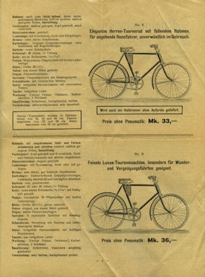 Rheinische Metallindustrie / Berlin Fahrrad Prospekt 1912