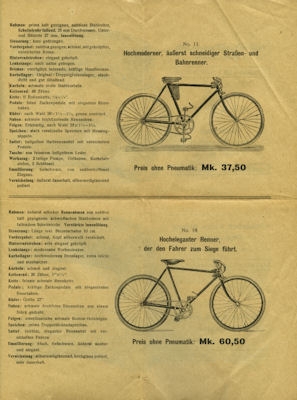 Rheinische Metallindustrie / Berlin Fahrrad Prospekt 1912