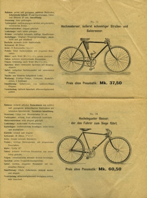 Rheinische Metallindustrie / Berlin Fahrrad Prospekt 1912