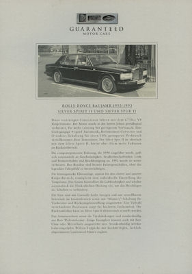 Rolls-Royce / Bentley Prospekt-Mappe 1994