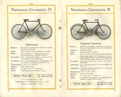 Seidel & Naumann Germania Fahrrad Programm 1914