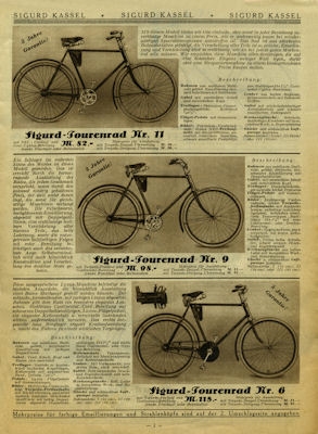 Sigurd Programm Fahrrad 1930