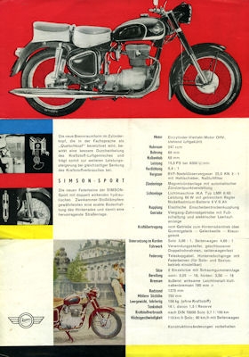 Simson Sport brochure 1960