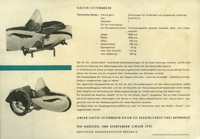 Simson Sport mit Seitenwagen Prospekt 1961