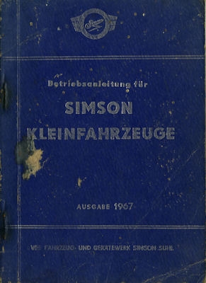 Simson Kleinfahrzeuge owner`s manual 1967