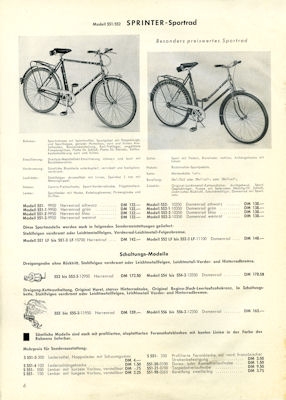 Staiger Programm Fahrräder und Mopeds 1956