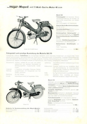 Staiger Programm Fahrräder und Mopeds 1957