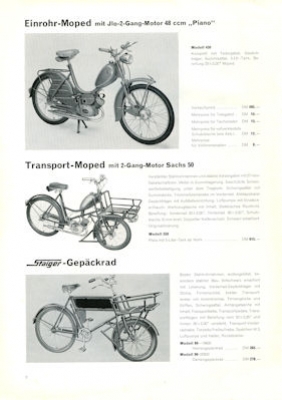 Staiger Programm Fahrräder und Mopeds 1957