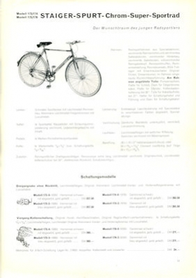 Staiger Programm Fahrräder und Mopeds 1957