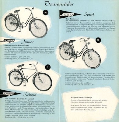 Staiger Programm Fahrräder und Mopeds ca. 1960