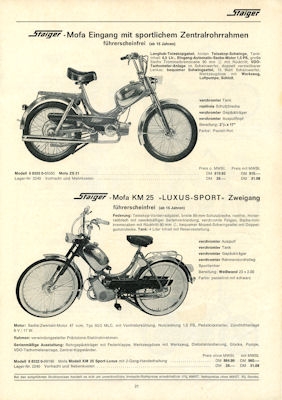 Staiger Programm Fahrräder und Mopeds 1973