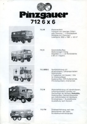 Steyr-Puch Pinzgauer 712 6x6 brochure 1970s