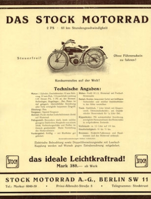 Stock Leichtmotorrad Prospekt 1925