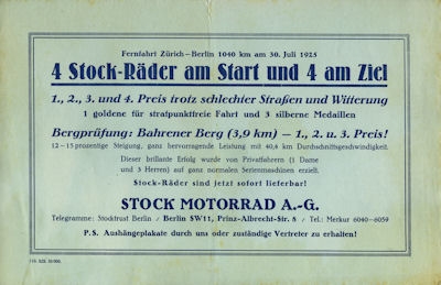 Stock Leichtmotorrad Prospekt 1925