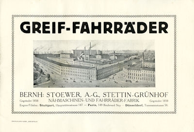 Stoewer Fahrrad Programm ca. 1913