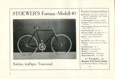 Stoewer Fahrrad Programm ca. 1913