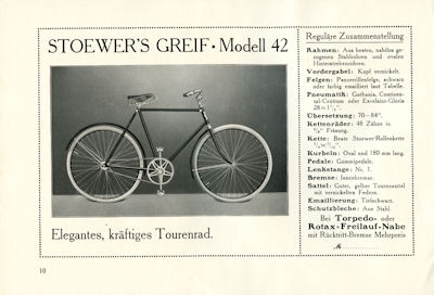 Stoewer Fahrrad Programm ca. 1913