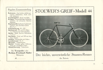 Stoewer Fahrrad Programm ca. 1913