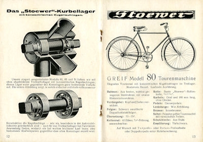Bernhard Stoewer Fahrrad Programm 1930er Jahre
