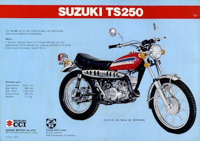 Suzuki TS 125 250 L Prospekt 1974