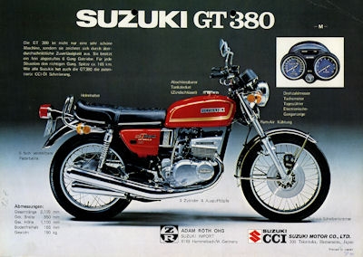 Suzuki GT 380 550 M brochure 1975