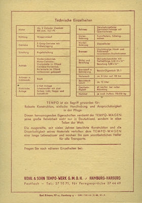 Tempo Hanseat brochure 8.1949