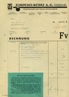 Torpedo Brief 1930er Jahre