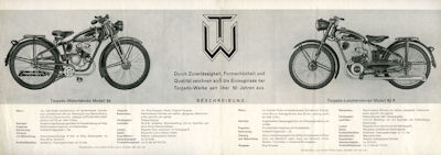 Torpedo Motorfahrrad Leichtmotorrad Prospekt ca. 1950