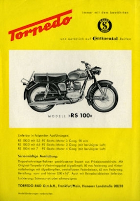 Torpedo RS 100 Prospekt ca. 1955
