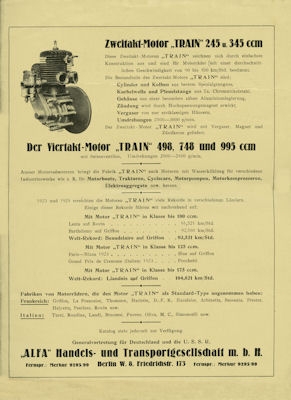 Train Motoren Prospekt 1920er Jahre