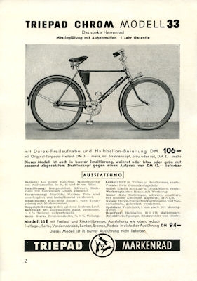 Triepad bicycle program 1952