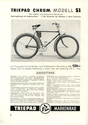 Triepad bicycle program 1952