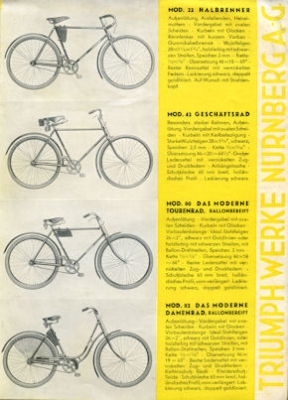 Triumph Fahrrad Programm 1931