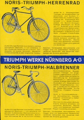 Triumph Noris Fahrrad Prospekt ca. 1933