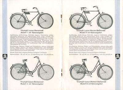 Triumph Fahrrad Programm ca. 1935