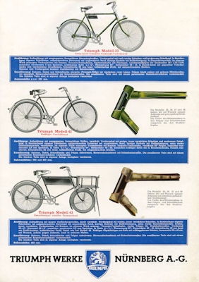 Triumph Fahrrad Prospekt 1930er Jahre