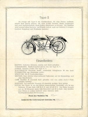 UDE Modelle KV und II Prospekt ca. 1925
