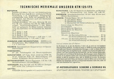 UT KTN 125/175 brochure 1951