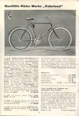 Vaterland bicycle program 1935