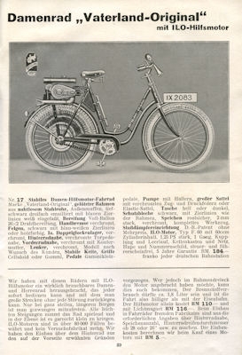 Vaterland Fahrrad Programm 1935