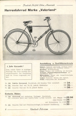 Vaterland Fahrrad und Motorrad Programm 1937