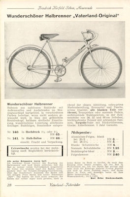 Vaterland Fahrrad und Motorrad Programm 1937