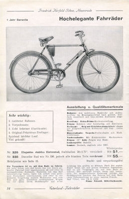 Vaterland Fahrrad und Motorrad Programm 1939