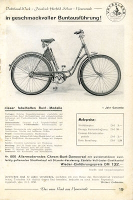 Vaterland Fahrrad und Motorrad Prospekt 1950