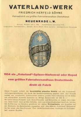 Vaterland Fahrrad und Moped Prospekt 1954