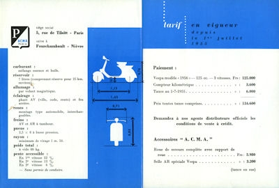 Vespa 125 ccm scooter brochure 1956