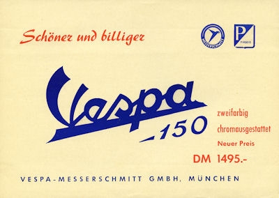 Vespa 150 ccm scooter brochure ca. 1956