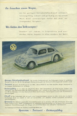 VW Käfer Prospekt ca. 1948/49