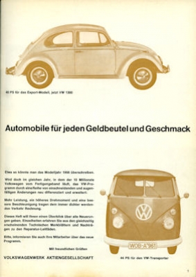 VW Programm Neuerungen 1966