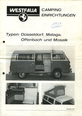 VW T 2 Westfalia brochure 8.1973